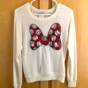 Disney Parks Minnie Mouse White LongSleeve Sweater